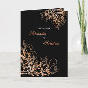 Elegant Retro Orange Flower Swirl Wedding Invitati Invitation