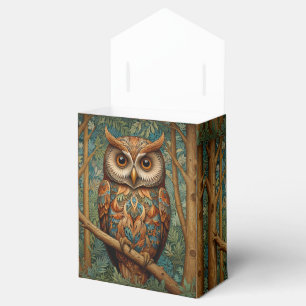 Elegant retro owl boho bohemian forest greenery favor box