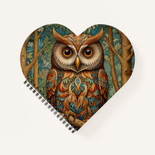 Elegant retro owl boho bohemian forest greenery  notebook