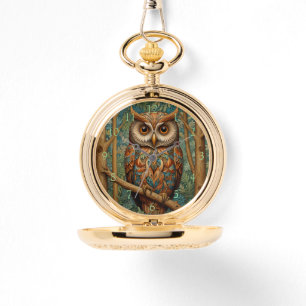 Elegant retro owl boho bohemian forest greenery  watch