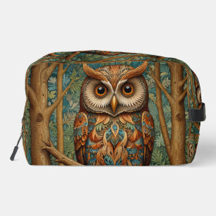 Elegant retro owl forest greenery dopp kit