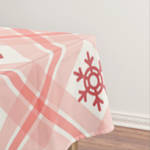 Elegant Retro Pink Snowflake And Red Heart Pattern Tablecloth