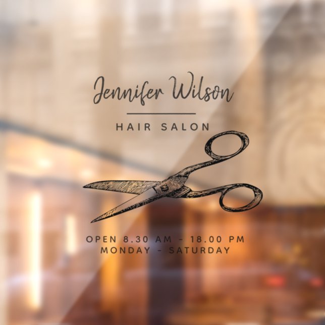 Elegant Retro Scissors  - Minimal Hairsalon  Window Cling (Sheet 2)
