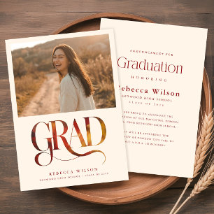Elegant Retro Script Graduate Photo Graduation Announcement