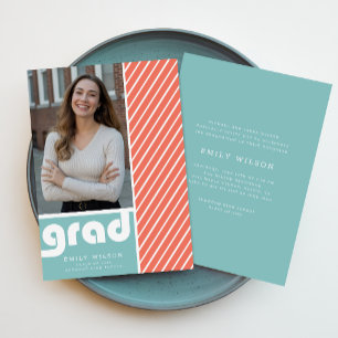 Elegant Retro Script Graduate Photo Graduation Announcement