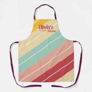 Elegant Retro Striped Personalized Apron
