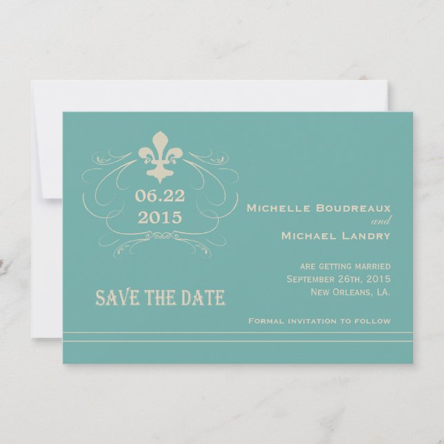 Elegant Retro Style Fleur de Lis Save the Date (Front)