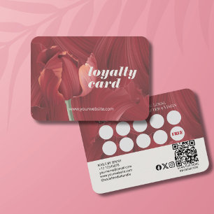 Elegant Retro Stylish Red Tulip Abstract Pattern  Loyalty Card