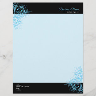 Elegant Retro Tamala Turquoise Flower Swirls Letterhead