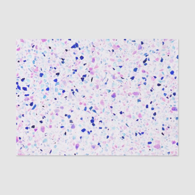 Elegant Retro Terrazzo Purple Blue White Pattern Tissue Paper (Front)