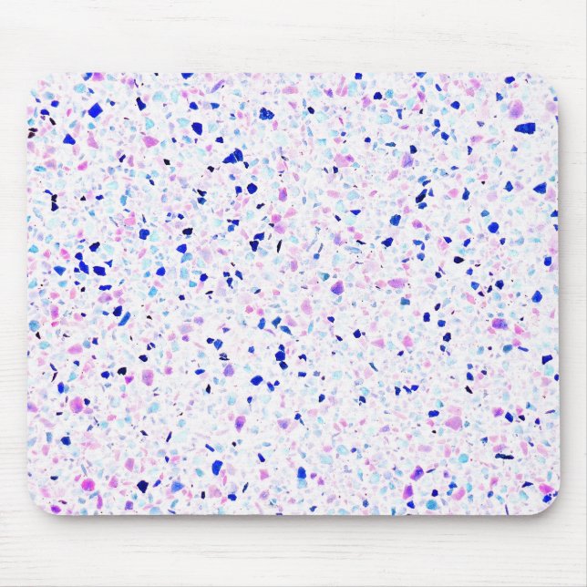 Elegant Retro Terrazzo Purple White Pattern Mouse Pad (Front)