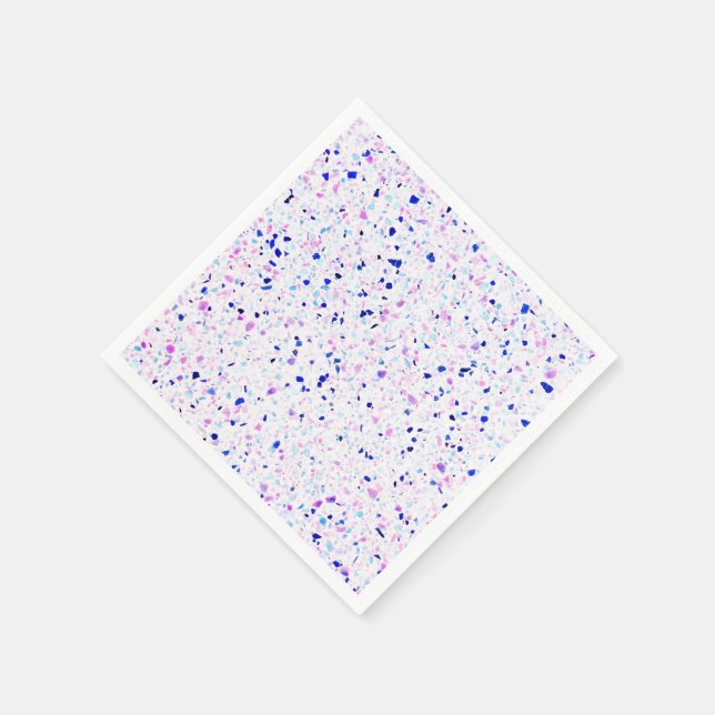 Elegant Retro Terrazzo Purple White Pattern Napkin (Corner)