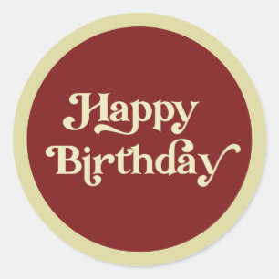 Elegant Retro Typography Happy Birthday Classic Round Sticker