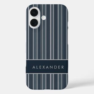 Elegant Retro Vertical Stripes iPhone 16 Case