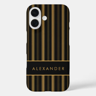 Elegant Retro Vertical Stripes iPhone 16 Case