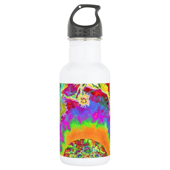 Elegant retro watercolor sunflower fields 532 ml water bottle (Front)