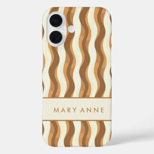 Elegant Retro Wavy Vertical Stripes  iPhone 16 Case