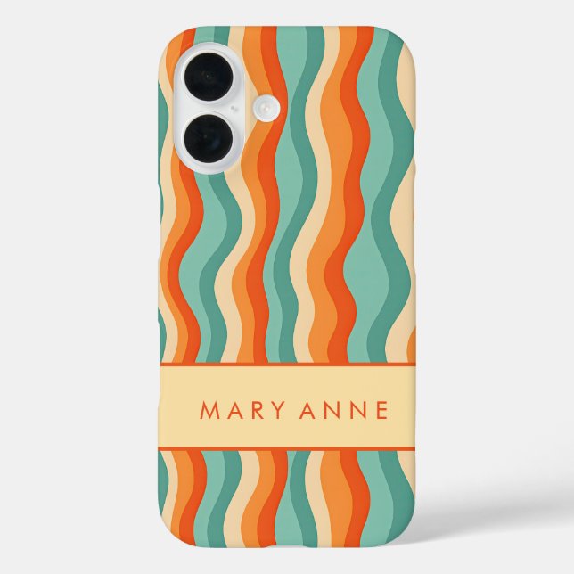 Elegant Retro Wavy Vertical Stripes  Case-Mate iPhone Case (Back)
