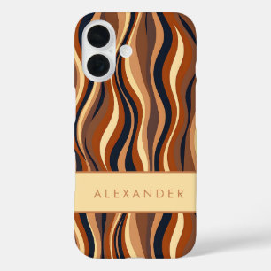Elegant Retro Wavy Vertical Stripes iPhone 16 Case