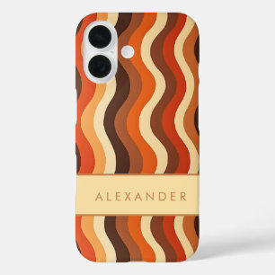 Elegant Retro Wavy Vertical Stripes iPhone 16 Case