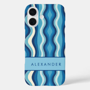 Elegant Retro Wavy Vertical Stripes iPhone 16 Case