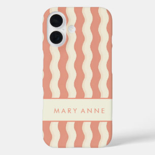 Elegant Retro Wavy Vertical Stripes iPhone 16 Case