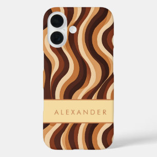 Elegant Retro Wavy Vertical Stripes iPhone 16 Case