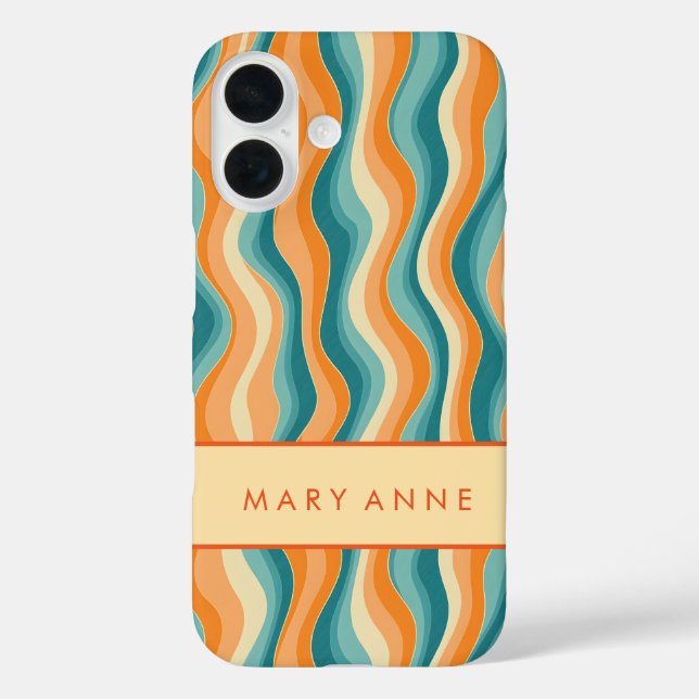 Elegant Retro Wavy Vertical Stripes  Case-Mate iPhone Case (Back)
