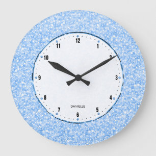 Elegant Retro White Glitter And Sparkles Large Clock