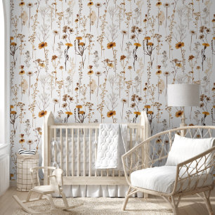 Elegant Retro Wildflower Dried Vintage Flower Wallpaper