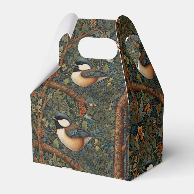 Elegant retro woodland bird  favor box (Back Side)