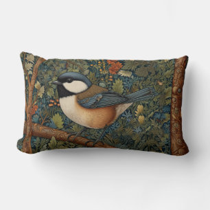 Elegant retro woodland bird  lumbar pillow