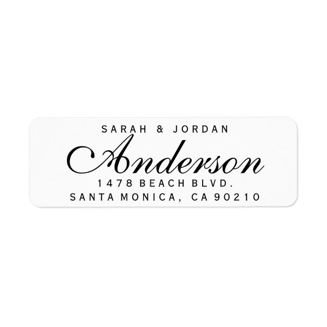 Elegant Return Address Label Wedding  Family Label (Front)