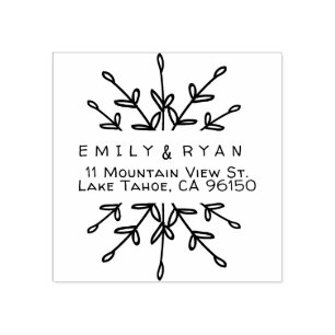 Elegant Return Address Label with Branches Rubber  Rubber Stamp