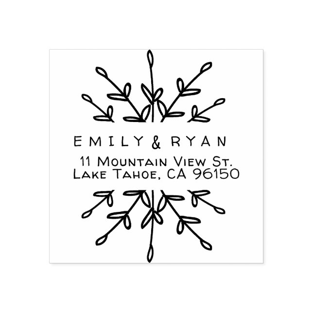 Elegant Return Address Label with Branches Rubber  Stamp (Imprint)