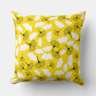 Elegant Reversible Ginkgo Biloba Art Pattern - Vib Throw Pillow