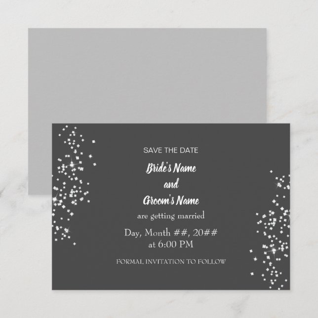 Elegant Rhinestones Save The Date Invitation (Front/Back)