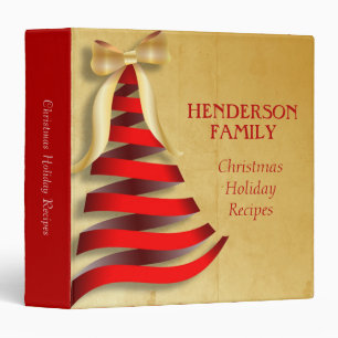 Elegant Ribbon ChristmS Tree Holiday Recipe Binder