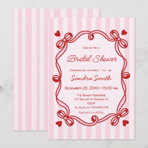Elegant Ribbon Hand Drawn Bridal Shower Invitation