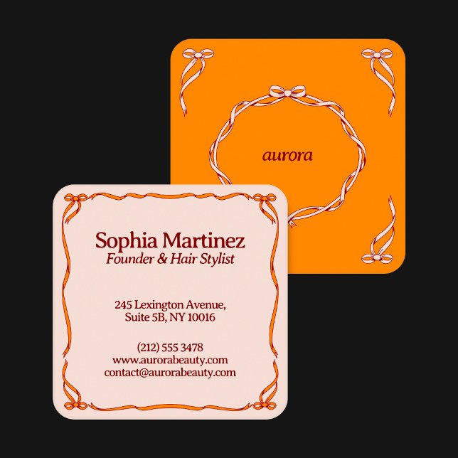 Elegant Ribbon Swirl Decorative Frame Square Business Card (Creator Uploaded)
