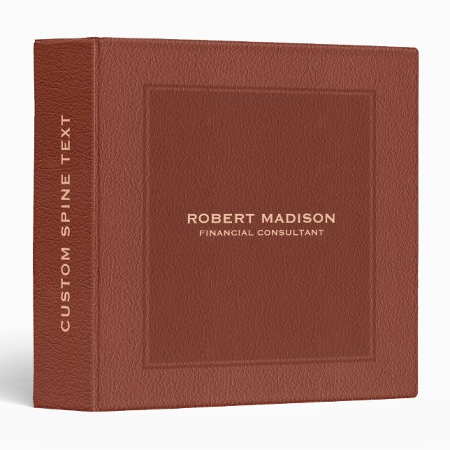 Elegant Rich Brown Faux Leather Print Binder (Front/Spine)