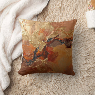 Elegant Rich Copper Patina Metallic gold Throw Pillow