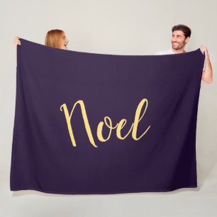 Elegant Rich Deep Purple Sophisticated Noel Script Fleece Blanket