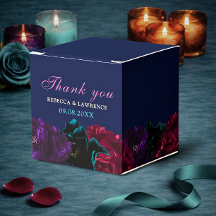 Elegant Rich Jewel Tone Floral Wedding Favor Box