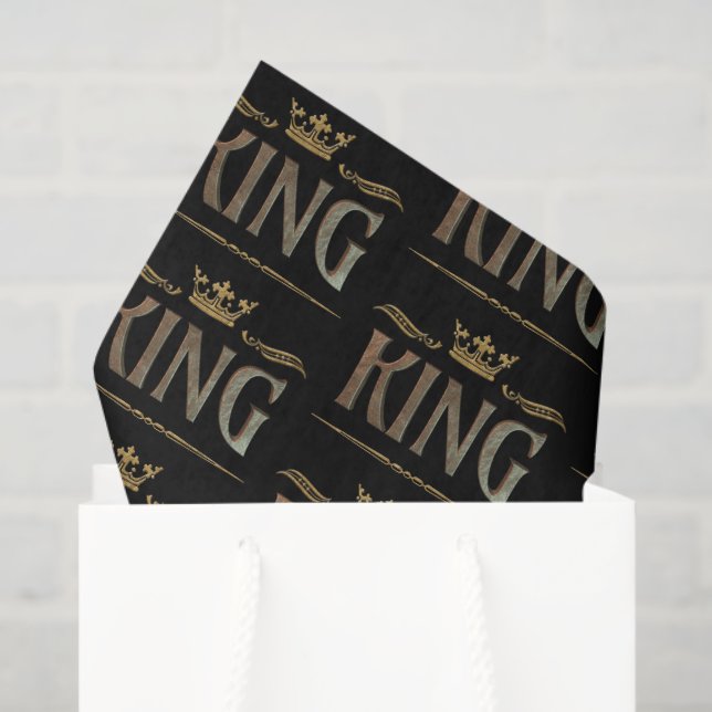 Elegant Rich KING Lettering Medieval Royal Crown Tissue Paper (Gift Bag)
