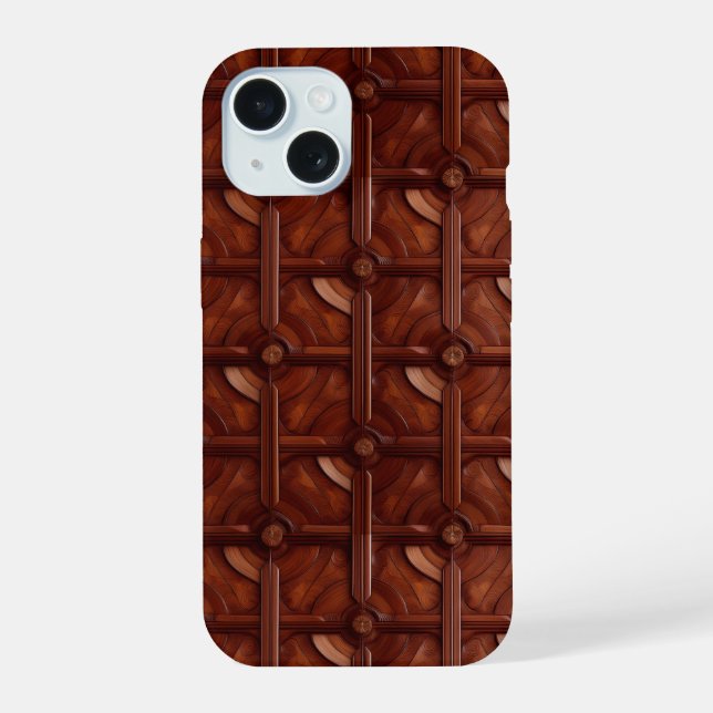 Elegant Rich Mahogany Personalized iPhone 15 Case (Back)