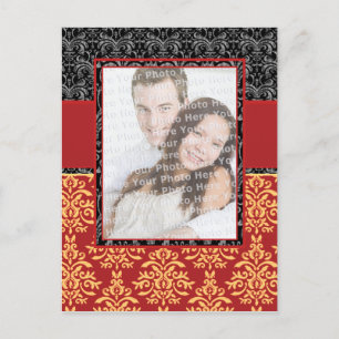 Elegant Rich Red Damask Customizable Postcard
