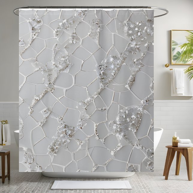 Elégant rideau de douche à motif blanc brillant (Créateur téléchargé)