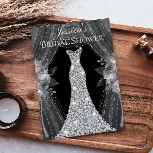 Élégant rideaux argent Fête des mariées Invitation