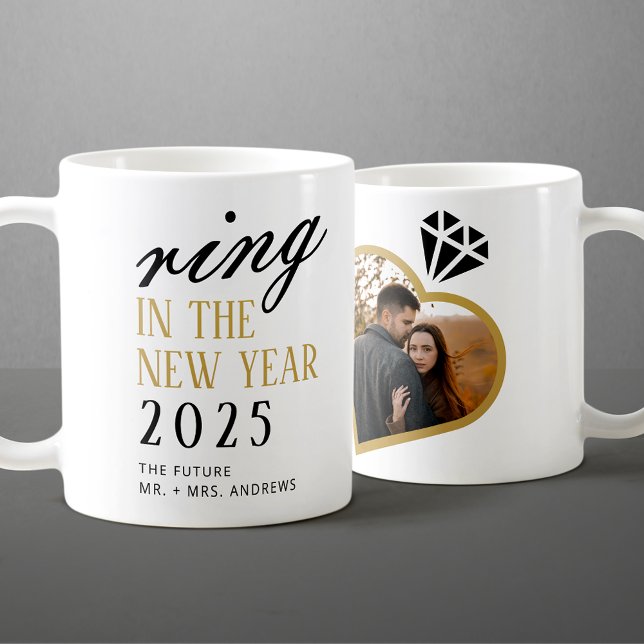 Elegant Ring in the New Year Engagement Christmas Coffee Mug (Creator Uploaded)